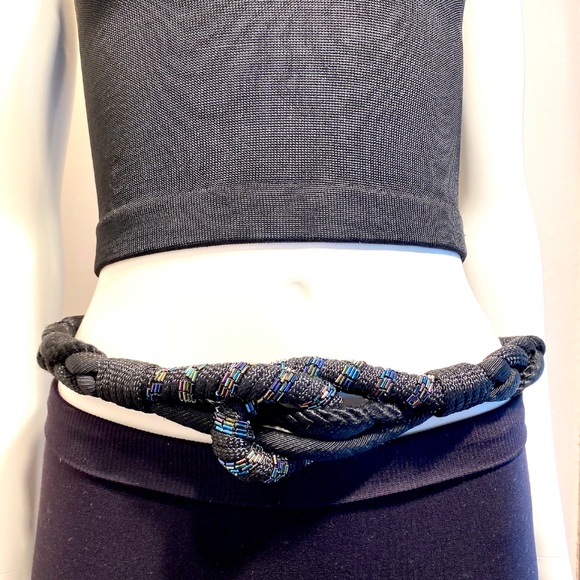 Jet Black Rope and Iridescent beading Belt